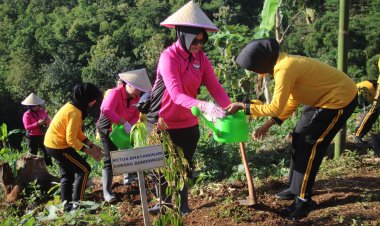 Gerakan Tanam Pohon, Polres Bondowoso Hijaukan Bukit Bintang